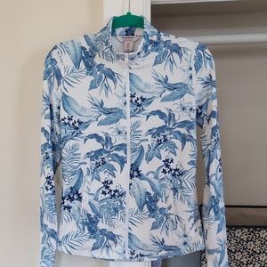 Tommy Bahama White and Blue Floral Zip Jacket
